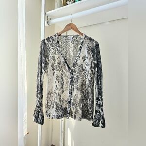 Leopard Print Sequined Button-Up Cardigan